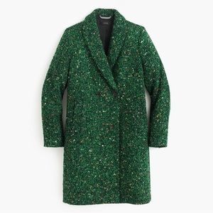 J Crew 8P green Italian tweed Daphne topcoat